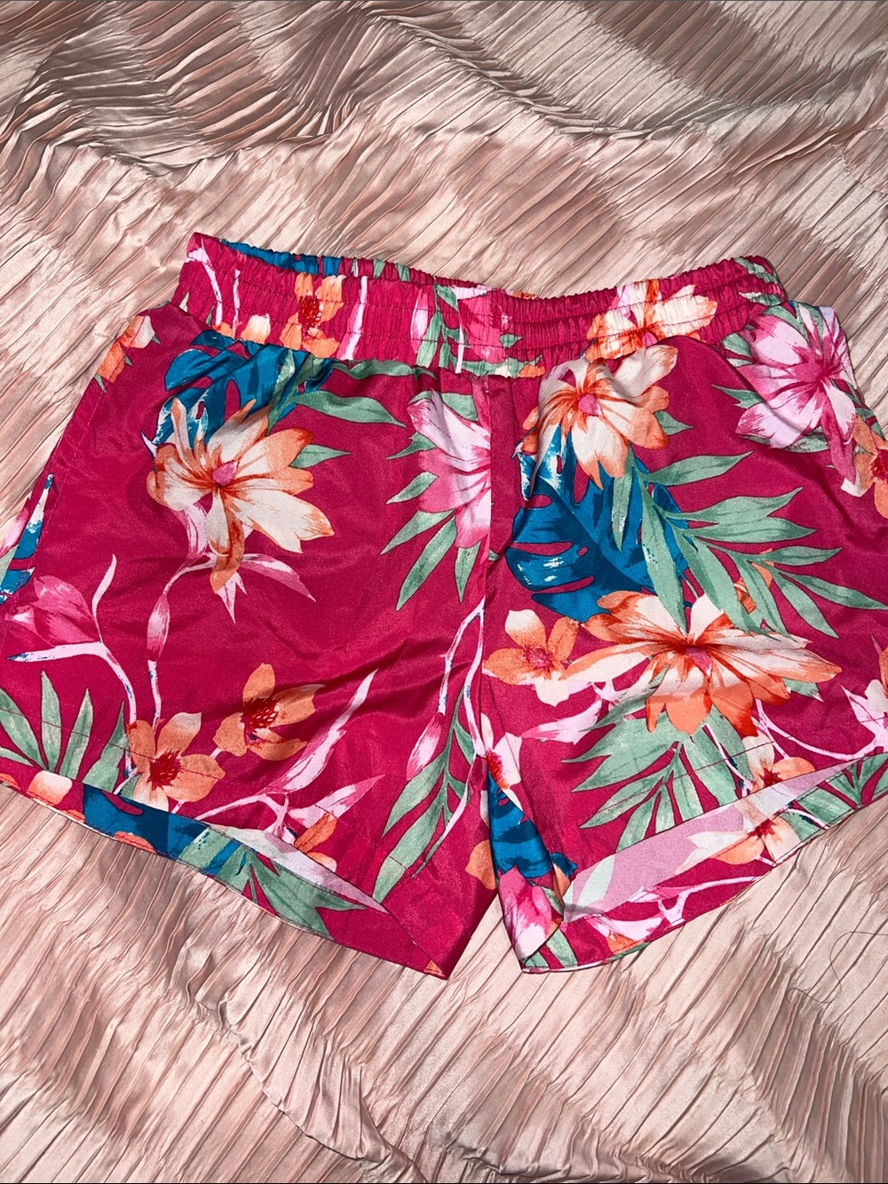 Old Navy Pink Tropical Floral Athletic Shorts